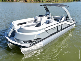 2022 Harris Grand Mariner 250 SLDH Tritoon with 400HP Mercury Verado 4-Stroke Outboard For Sale on Lake Loudoun Section of the TN River near Knoxville Tennessee at Fox Road Marina