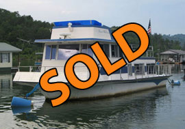 1973 Nautaline 13 x 43 Fiberglass Twin Engine Flybridge Houseboat For Sale on Norris Lake TN at Straight Creek Boat Dock