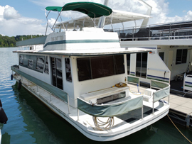 1980 Gibson Executive 12 x 42 Fiberglass Hull Houseboat For Sale on Norris Lake Tennessee