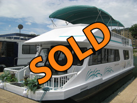 1988 Three Buoys 13 x 44WB Aluminum Hull Houseboat For Sale in TN on Norris Lake at Waterside Marina