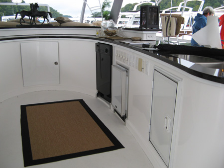 A second kitchen onboard an On Water Houseboat Expo Boat